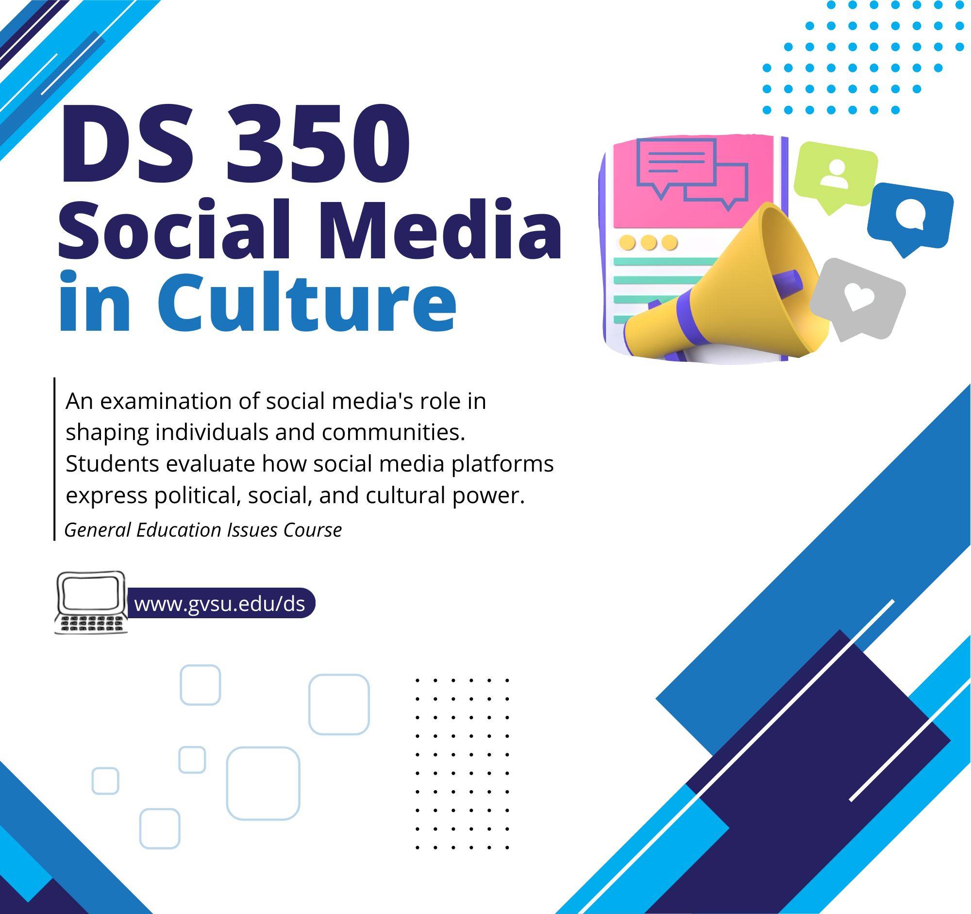 Promotional flier for DS 350, Social Media in Culture